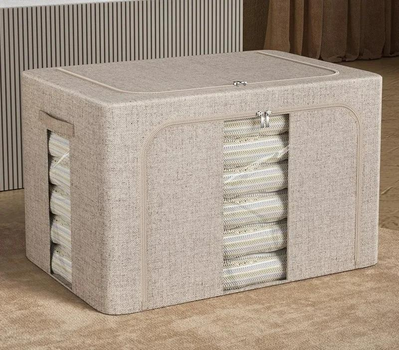 Органайзер для хранения белья и одежды AggPo Cotton Linen с ручкой, корзина размера M, 40х30х20 см, складная, бежевая