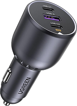 Автомобільний зарядний пристрій Ugreen EC705 2xUSB-C 1xUSB-A 130W QC3.0 Чорний (UGR-35025)