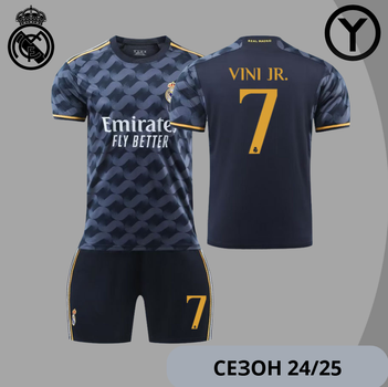 Дитяча футбольна форма Vini jr (Віні) №7 Real Madrid 24/25 – р.28 (зріст 145-155 см.) чорна