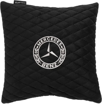 Подушка EVAtech 30 х 30 см Mercedes-Benz Черная с черной нитью (SPSALMRBBV016)
