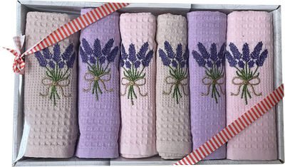 Набор 6 вафельных полотенец Nilteks Towels кухонные 40x60 см Lavender (TC303375781)