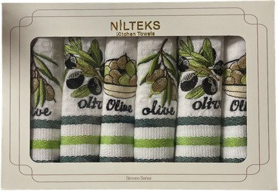 Набор 6 вафельных полотенец Nilteks Towels кухонные 35x50 см Oliva (TC303375782)