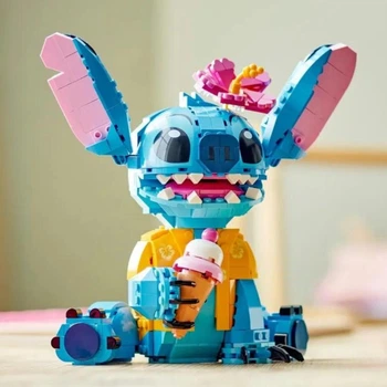 Детский 3D конструктор / пазл "Stitch" игрушечный набор из миниблоков в форме Стича, синий (98739073)