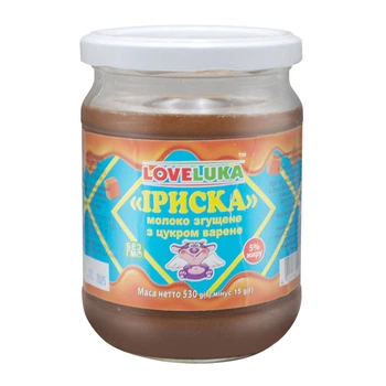 Молоко згущене LOVELUKA з цукром варене ІРИС 5.0% 530 г