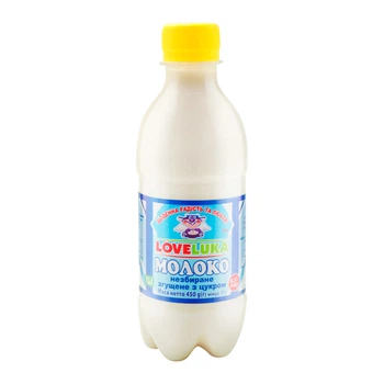Молоко згущене LOVELUKA незбиране з цукром 8.5 % 450 г