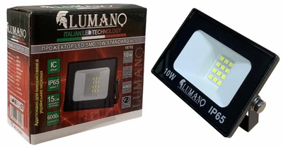 Прожектор LED SMD10W 6000K чорний (L-15см з радіатором) STANDARDeco ТМ LUMANO