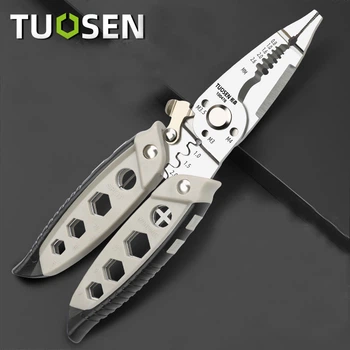 Многофункциональные клещи Tuosen 100478, пассатижи для зачистки проводов, обжима клемм, клещи электрика