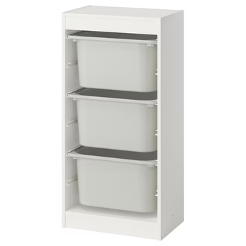 Стелаж с 3-контейнерами TROFAST 46x30x94 см IKEA 495.752.04 белый / серый