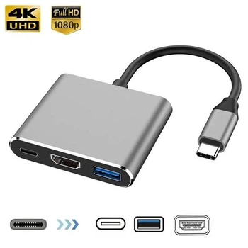 Переходник Type-C на HDMI USB 3.0, адаптер для MacBook Apple Samsung Asus HP Type-C USB-хаб 4K