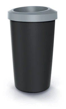 Смітник Prosperplast Compacta Q круглий з відкритою кришкою 45л чорний з Сірою кришкою