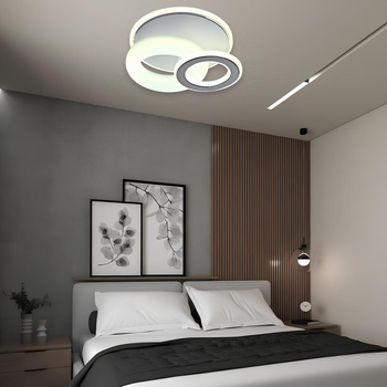 Стельова світлодіодна люстра у вигляді LED кілець 50W чорно-білого кольору 3000-6000К Svet SY-16094/1 WT+BK
