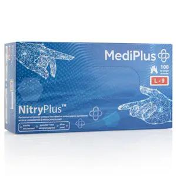 Нітрилові рукавички MediPlus NitryPlus, розмір L, блакитні, 100 шт