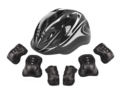 Комплект шолом та захист Sports Helmet розмір S-M Чорний 4-15 років з регулюванням по об'єму (F18476/C34590)