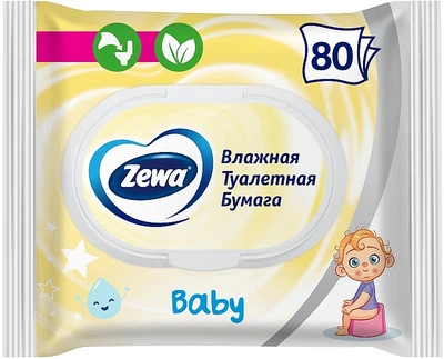 Влажная туалетная бумага Baby Moist, 80 шт. - Zewa 80шт (924051-1232150-2)