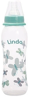 Пляшечка для годування вигнута з силіконовою соскою, 250 мл, зелена - Lindo Li145 250ml (1263711-31103095)