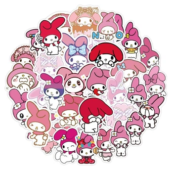 Набір вінілових багаторазових наклейок, стікери наклейки Мелоді (Melody) / Hello Kitty (Хеллоу Кітті) 50 шт