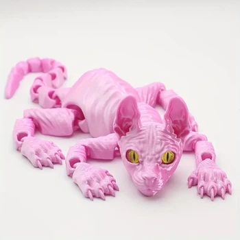 Кот Сфинкс подвижная игрушка 30 см розовый