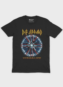 Жіноча футболка MODNO з рок принтом "Def Leppard" L Чорний (TS001-004-2-583-F-BL-F)
