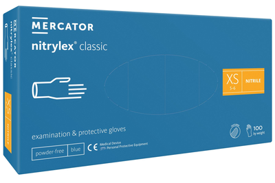 Рукавички медичні Mercator Medical Nitrylex® Classic нітрилові XS Сині 100 шт