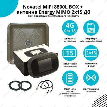4G роутер Novatel MiFi 8800L BOX + антенна Energy MIMO 2x15 Дб