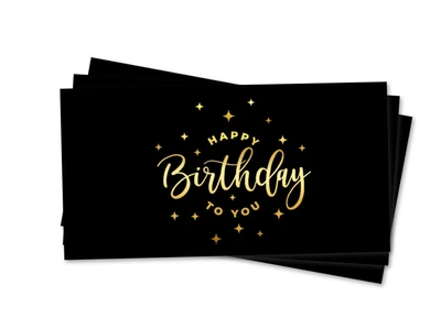 Конверт для денег Star "Happy Birthday" черный тиснение золотом 9521