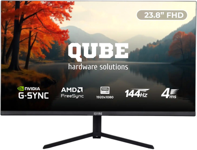 Монітор 23.8" QUBE Overlord (G24F144Plus) IPS FullHD 144Hz / Adaptive Sync / G-SYNC Compatible / FreeSync / Flicker-Free