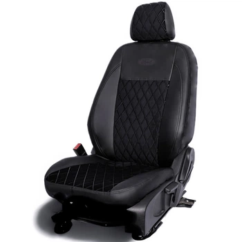 Комплект модельных чехлов AMI.AUTO аригона с алькантарой черные на Форд Фокус 3 (Ford Focus 3) 2014-2018 универсал