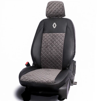 Комплект модельных чехлов AMI.AUTO аригона с алькантарой темно серые на Рено Зое (Renault Zoe)