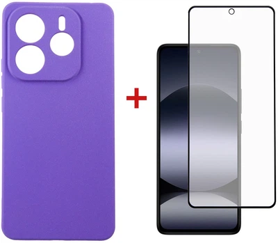 Комплект чехол для смартфона + стекло DENGOS Carbon для Xiaomi Redmi Note 14 4G Purple (DG-KM-136)