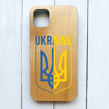 Деревянный чехол на iPhone 12/12 Pro :: Тризуб (принт 254)