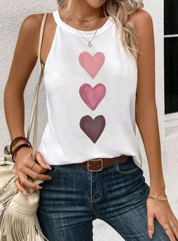 Майка Heart Print яркая женская летняя французкий стиль Белый S