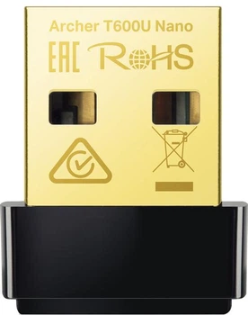 Wi-Fi адаптер TP-Link Archer T600U Nano, USB 2.0, 433 Mb/s, 20 dBm, 2.4/5 GHz