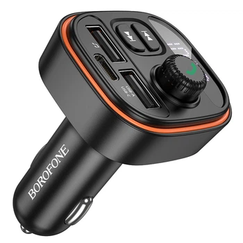 FM-трансмітер модулятор BOROFONE BC59 2USB/Type-C BTV5.4 3А швидке автомобильне зарядне для телефону з дисплеєм Чорний