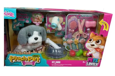 Мягкая игрушка для детей Интерактивная Собачка с аксессуарами Mini Plush Pet Серый