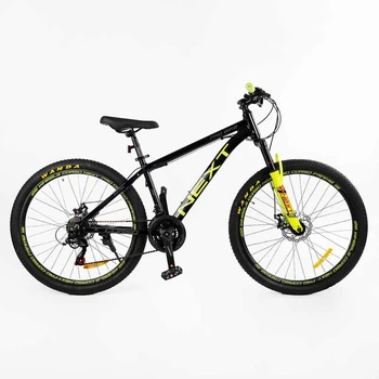 Велосипед Спортивний 26 дюймів Corso Next NX-167 обладнання Shimano алюмінієва рама 15 дюймів 21 швидкість. Black and Yellow (168551)