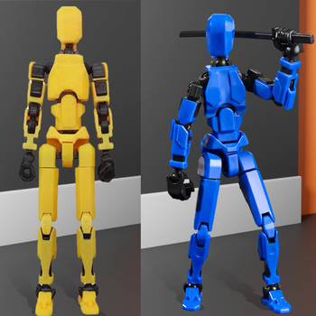 Пара роботов конструктор многосуставный подвижный робот-манекен 3D Dummy 13 синий и жёлтый 2 штуки (II) 33938