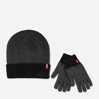 Комплект (шапка + рукавички) чоловічий Levi`s 909073021 One Size Чорний/Сірий (1159824658)