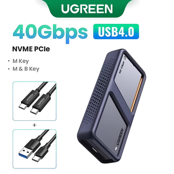 Зовнішній корпус Ugreen 40 Гбіт/с для SSD NVMe PCIe (M-Key + B&M-Key), формати M.2 2280/2260/2242/2230, до 8 ТБ, сумісний із Thunderbolt 4/3 та USB 4.0/3.2/3.1/3.0