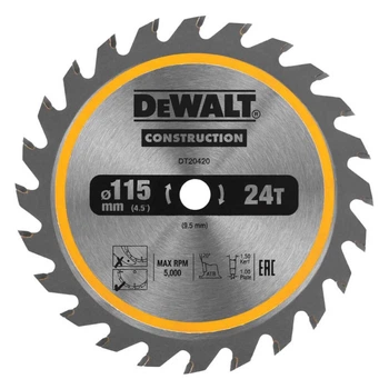 Диск пильный по дереву DeWALT DT20420 115×9,5 мм для ручных дисковых пил (DT20420)