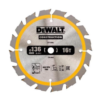 Диск пильный DeWALT 136 мм по дереву, отверстие 10 мм (DT1946) — чистый рез в древесине