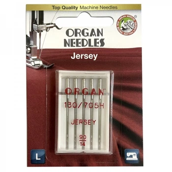 Иглы швейные для вязаных и трикотажных тканей ORGAN Jersey №90 для бытовых швейных машин упаковка 5штук (7006)