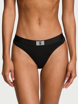 Трусики танга женские хлопковые Victoria's Secret 26941461 L Черные (154100516322)