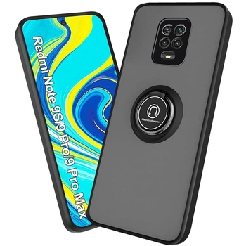 Чохол Fiji Colorframe для Xiaomi Redmi Note 9 Pro матовий бампер з кільцем підставкою Black