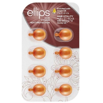 Вітаміні для волосся Здоров'я волосся з женьшенем та медом Ellips Hair Vitamin Hair Vitality With Ginseng Honey Oil, 8x1ml