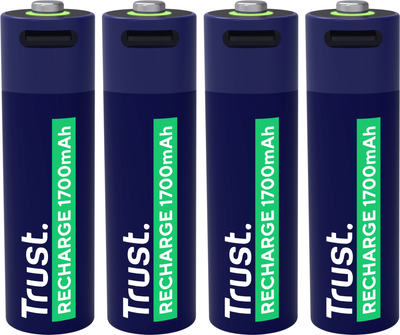 Аккумулятор Trust USB Type-C AA, 1.5V 1700mAh, Li-Ion, 4 шт (TR25631)