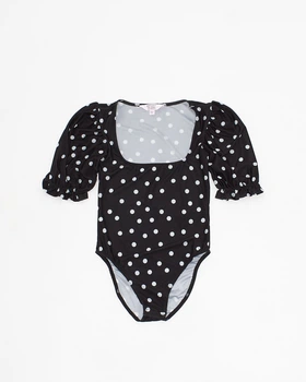 Боді Miss Selfridge чорний в білий горошок CGXDV867 32