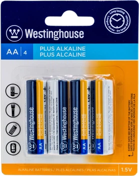 Щелочная батарейка Westinghouse Standard Alkaline AA/LR6 4 шт/уп blister (LR6-BP4N)
