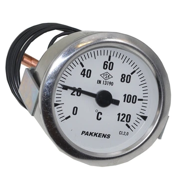 Термометр котла Pakkens (D60 мм / 0-120°C с капилляром L1000 мм)