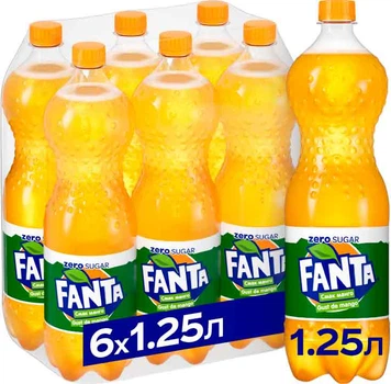 Упаковка безалкогольного напою Fanta Mango Zero 1.25 л х 6 шт (5449000211996)