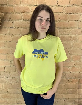 Женская футболка вышиванка Ноко «Мой Дом Украина» в желтом цвете S